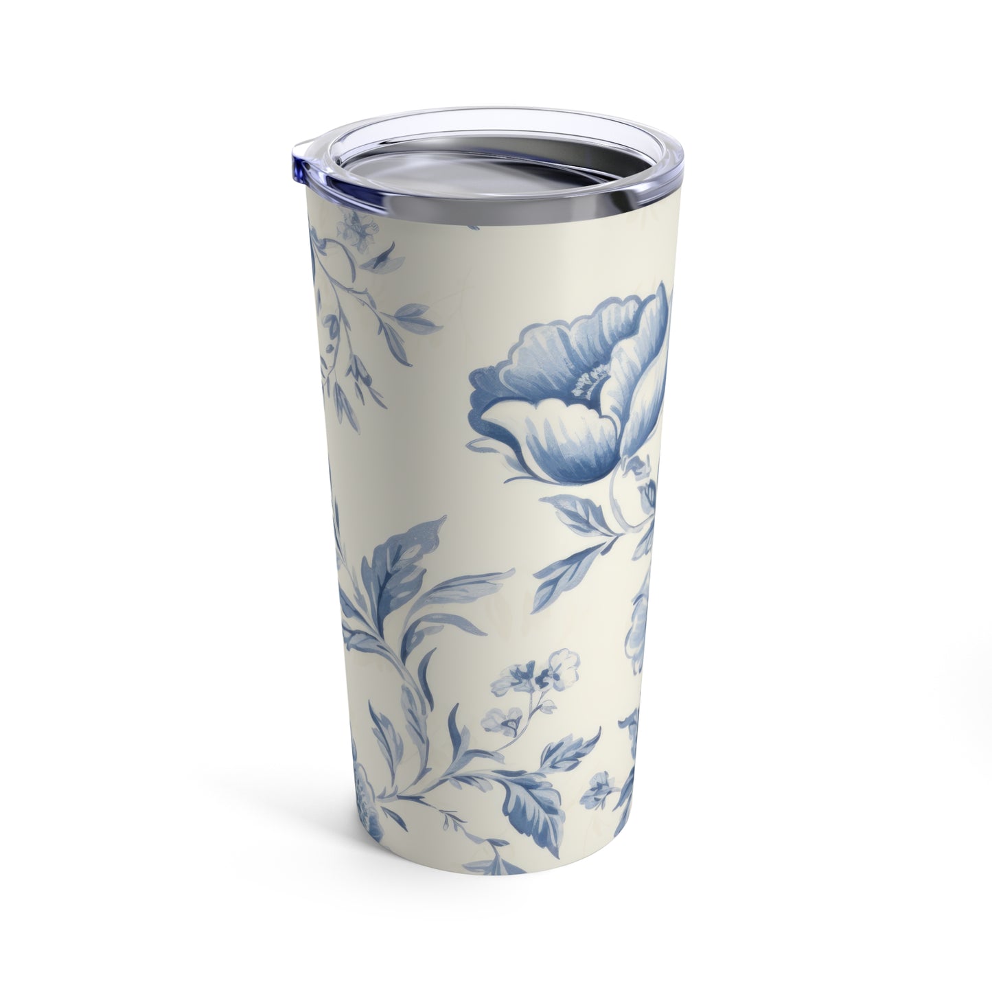 Chinoiserie Blue Toile Floral Travel Mug - Tumbler 20 oz