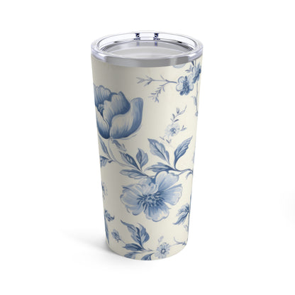 Chinoiserie Blue Toile Floral Travel Mug - Tumbler 20 oz