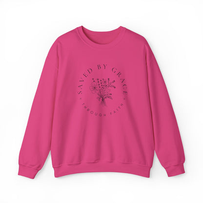 Saved by Grace Sweatshirt | Ephesians 2:8 Christian Crewneck | Faith Apparel | Canada