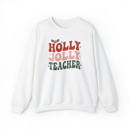 Holly Jolly Retro Teacher Crewneck