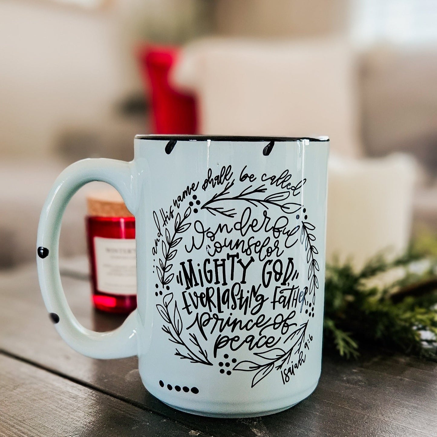 Isaiah 9:6  Rustic Chipped Ceramic Mug