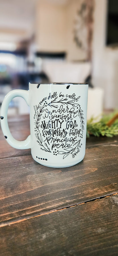 Isaiah 9:6  Rustic Chipped Ceramic Mug