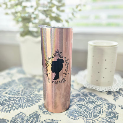 Bridgerton Inspired Rose Gold Glitter Tumbler