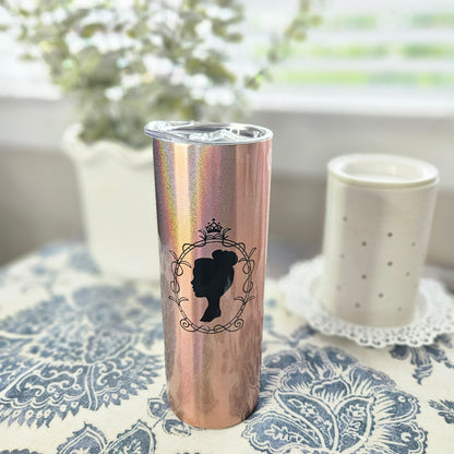 Bridgerton Inspired Rose Gold Glitter Tumbler