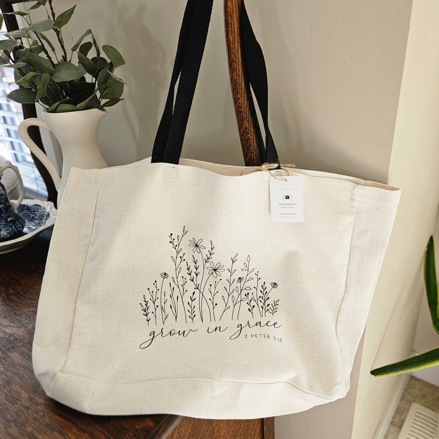 Grow in Grace Wildflower - Large Canvas Bag