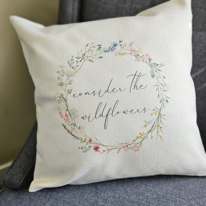 Consider the Wildflowers Delicate Floral Pillow Cover