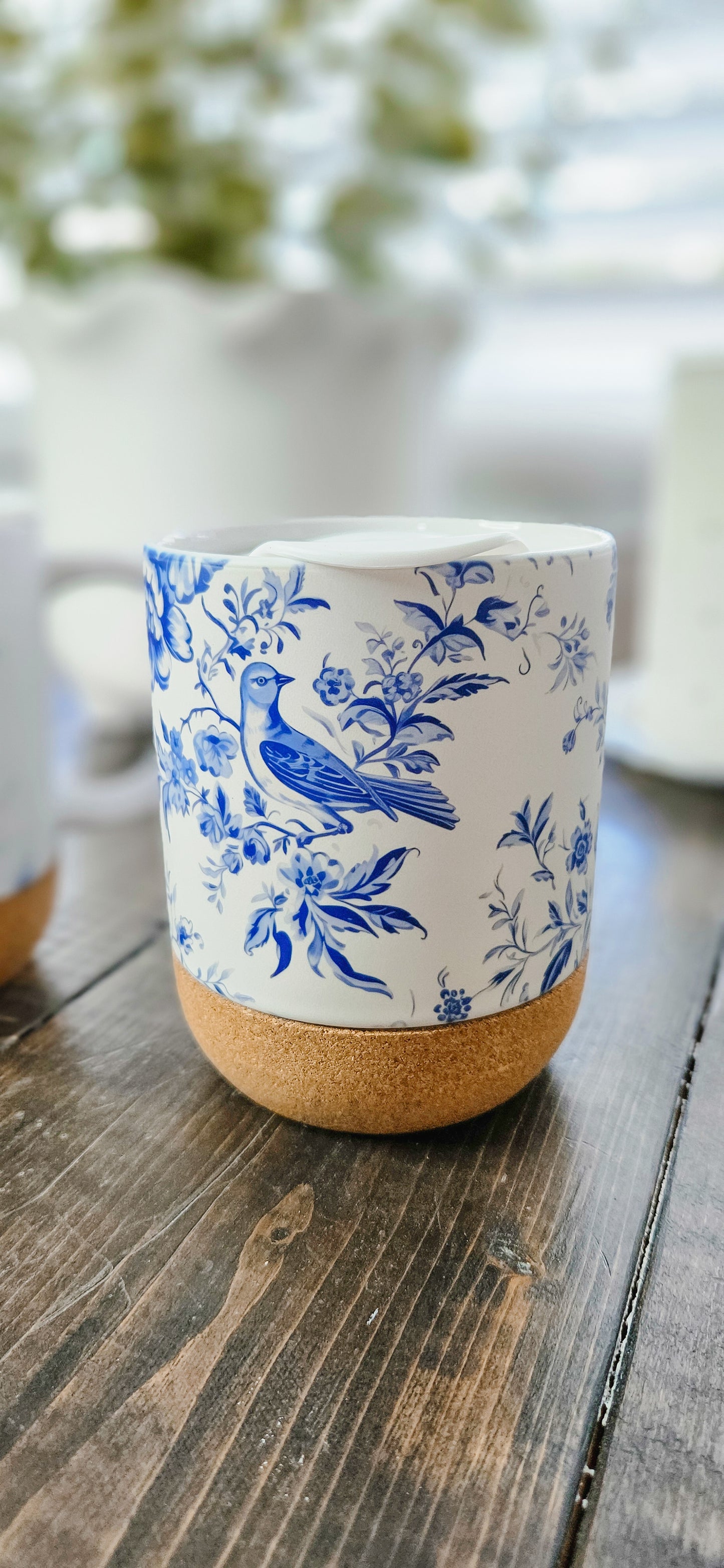 Chinoiserie Blue Bird Floral On-The-Go Travel Mug