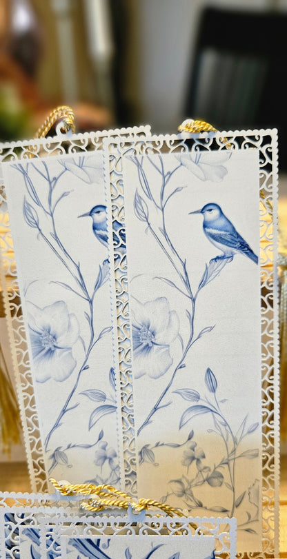 Bookmark - Psalm 91:4 Blue Bird Chinoiserie Floral