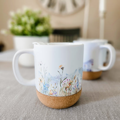 Watercolor Wildflower Mountains On-The-Go Travel Mug