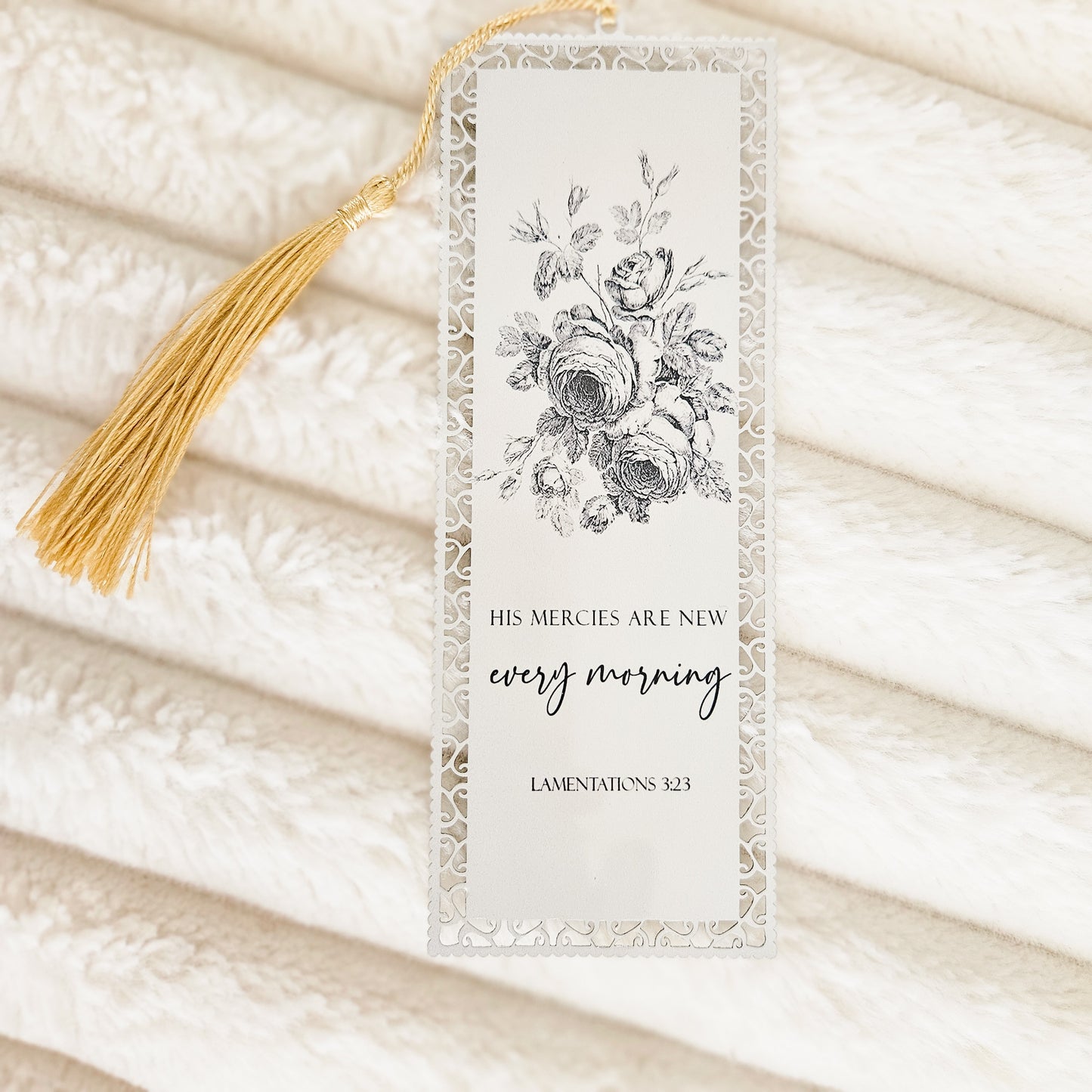 Bookmark - Lamentations 3:23 Vintage Rose