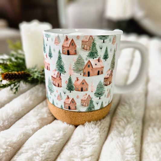 Christmas On-The-Go Travel Mug - Pink Gingerbread Houses