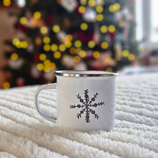 Snowflake Camping Enamel Mug