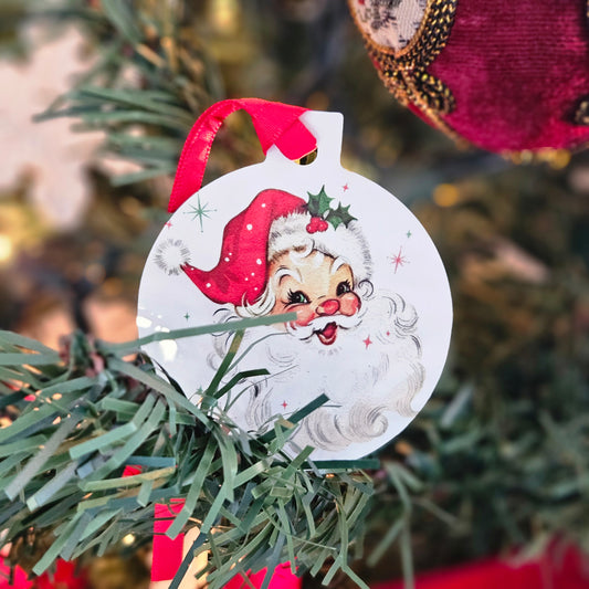 Aluminum Ornament - Vintage Santa