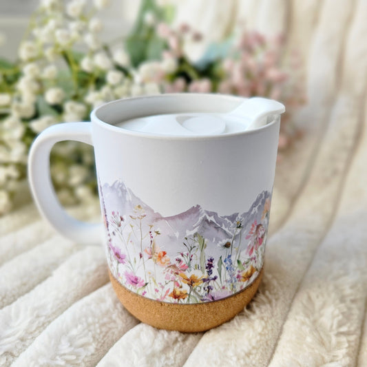 Watercolor Mountain Wildflower On-The-Go Travel Mug