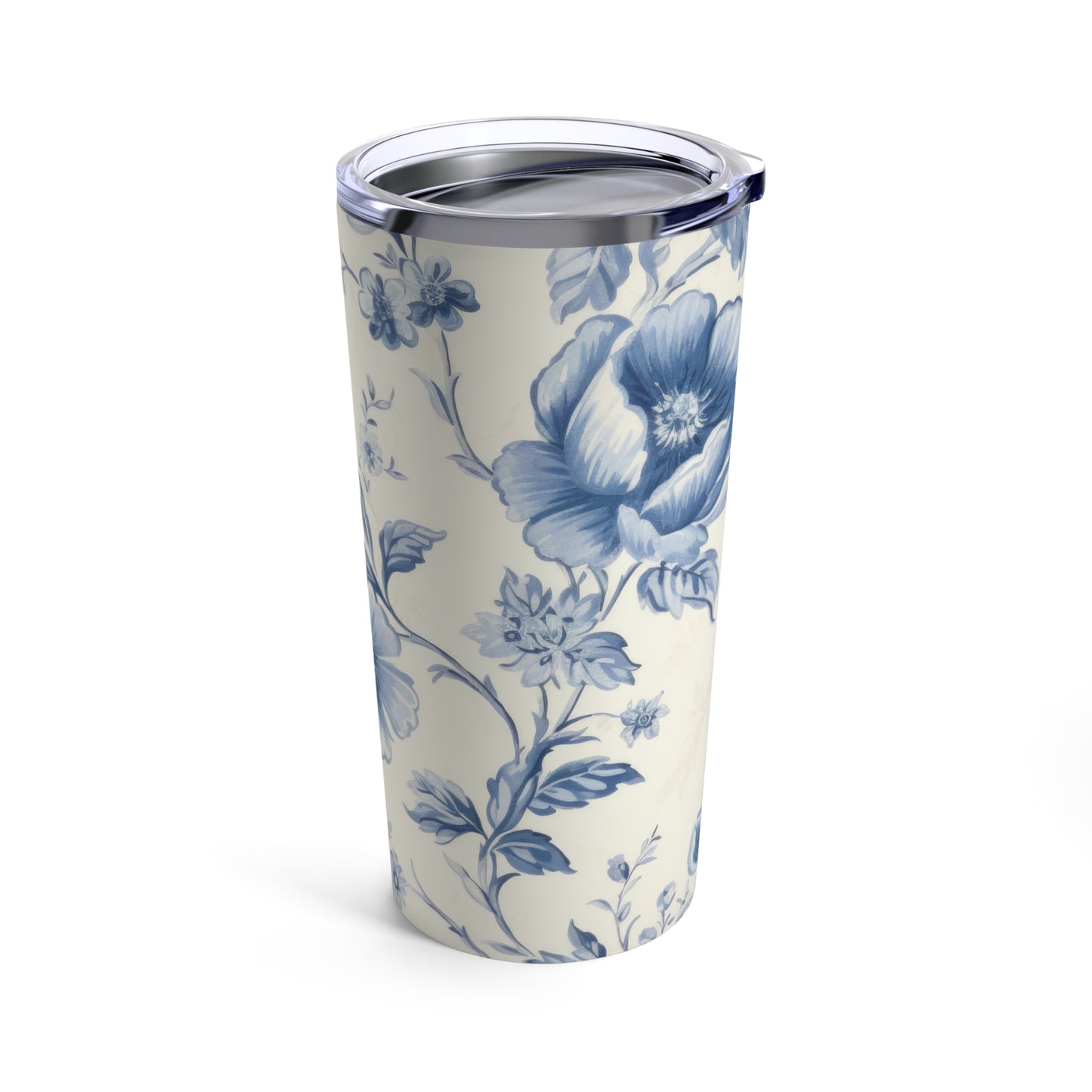 Chinoiserie Blue Toile Floral Travel Mug - Tumbler 20 oz