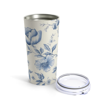 Chinoiserie Blue Toile Floral Travel Mug - Tumbler 20 oz