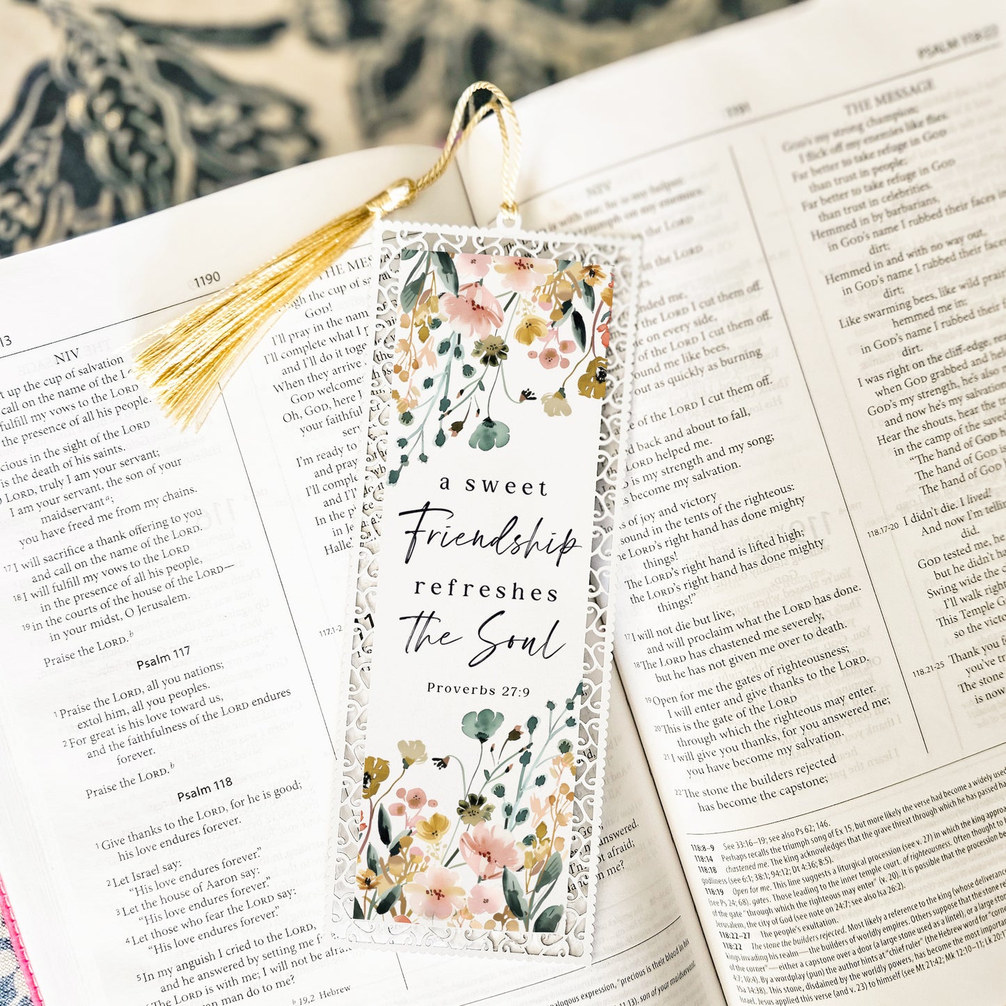 A Sweet Friendship Refreshes the Soul Bible Verse Bookmark