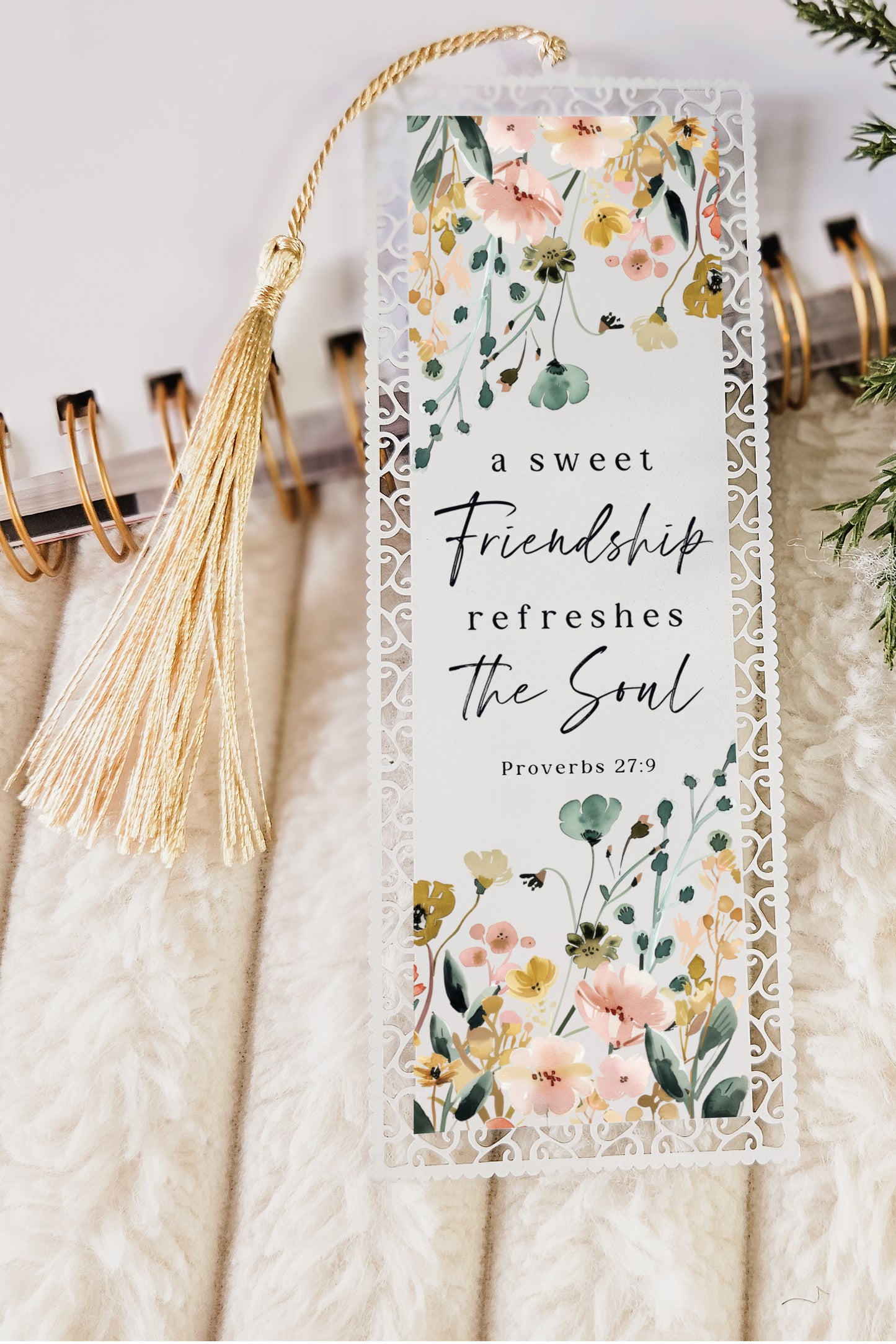 A Sweet Friendship Refreshes the Soul Bible Verse Bookmark