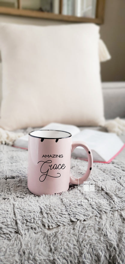 Amazing Grace Rustic Chipped Ceramic Mug