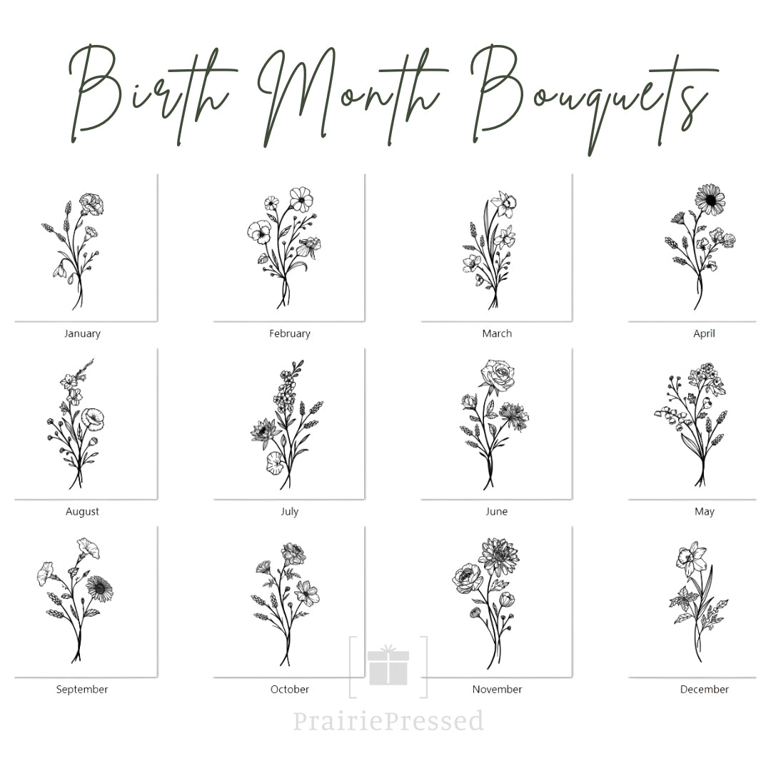 Wildflower Bouquet - Pick your Birth Month 16oz. Glass Can