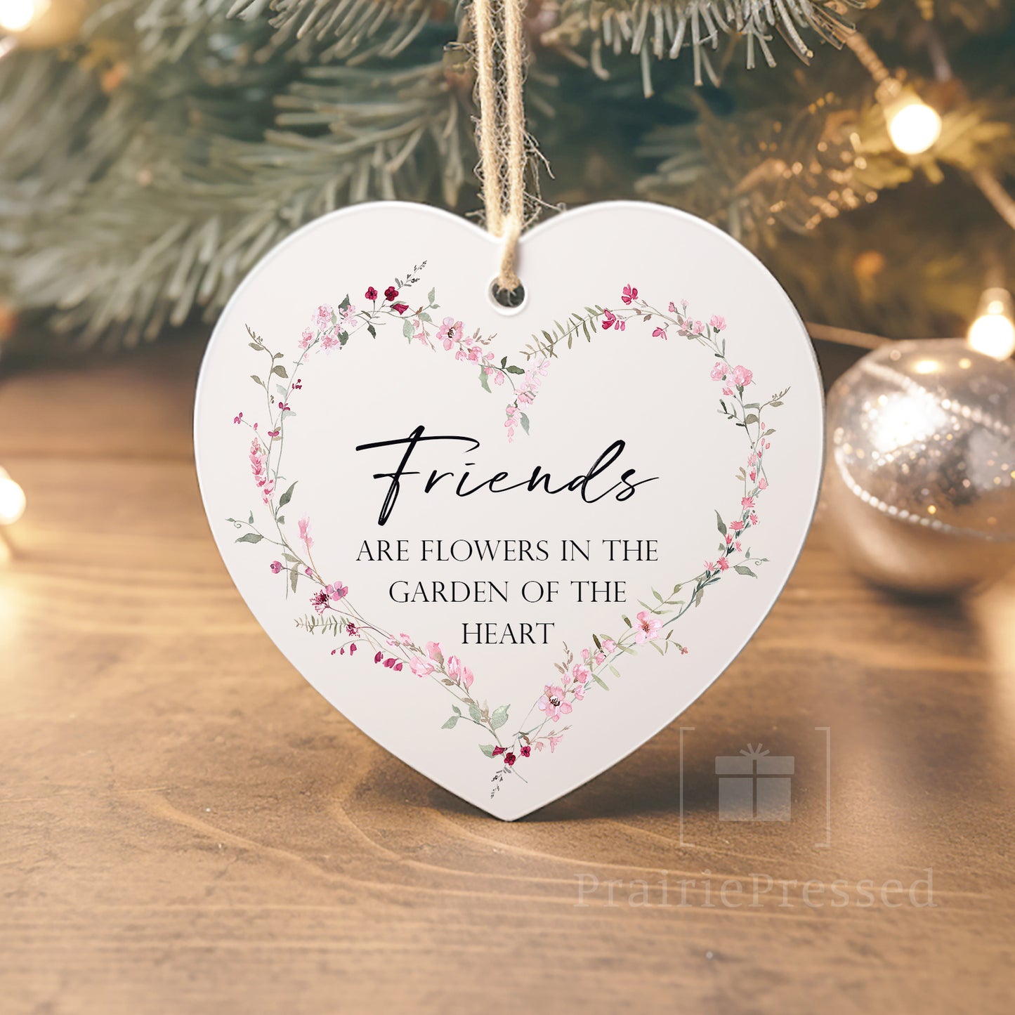 Friends are Flowers Heart Wildflowers Ornament