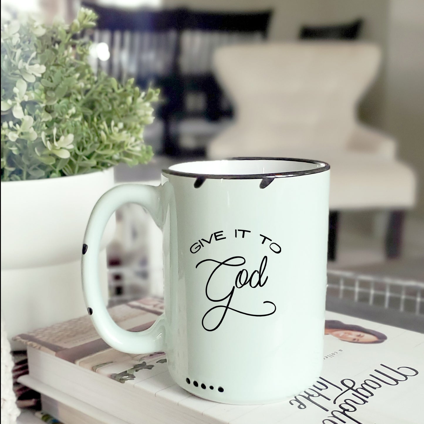 Give it to God Rustic Chipped Ceramic Mug