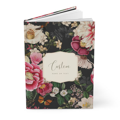 Custom Name or Text Journal - Dark Vintage Floral