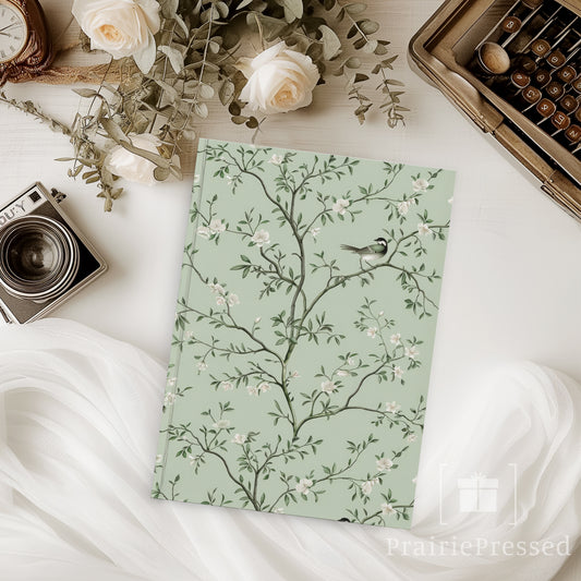 Chinoiserie Sage Green Birds and Vines Journal - Hardcover Matte