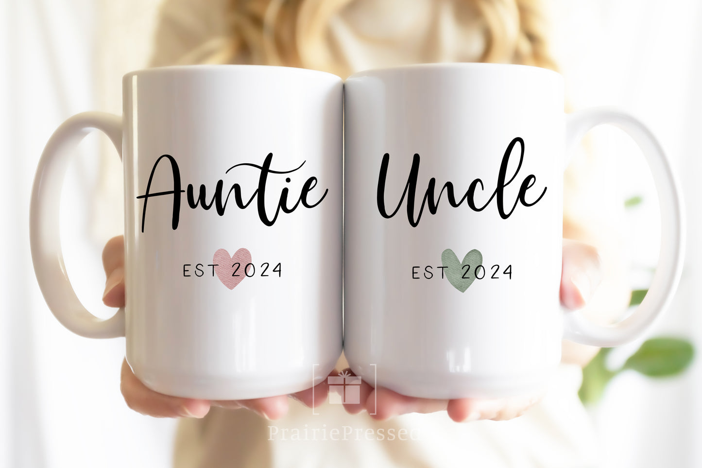 Aunt and Uncle with Est. Date and cute heart - Ceramic Mug Set
