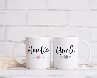 Aunt Uncle Est. 2024 Ceramic Mug Set