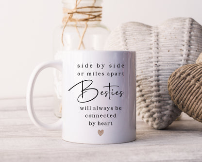 Besties will Always be Connected by Heart Ceramic Coffee Mug