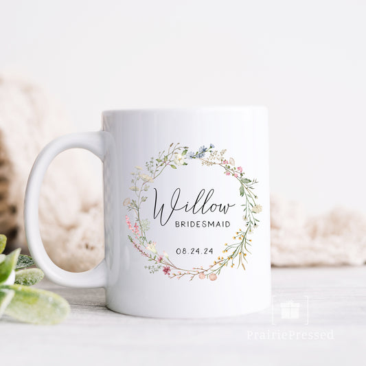Custom Bridesmaid Ceramic Mug - Delicate Widflower