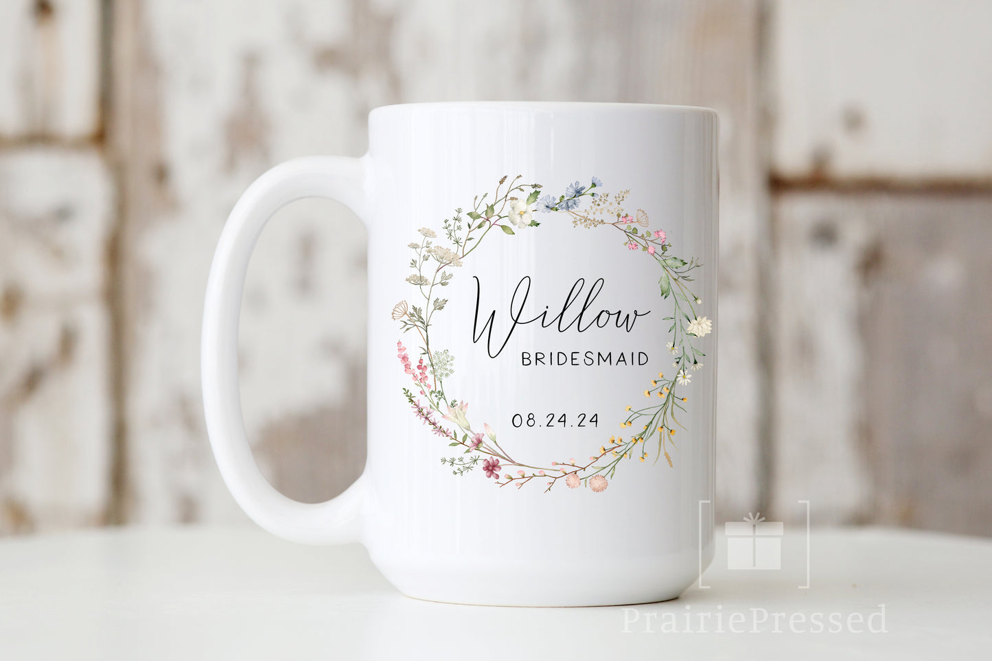 Custom Bridesmaid Ceramic Mug - Delicate Widflower