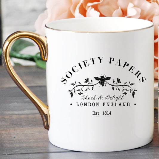 Society Papers - Gold Handle Bone China Mug