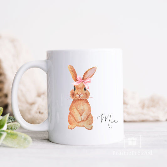 Kids custom Easter mug with adorable watercolor bunny