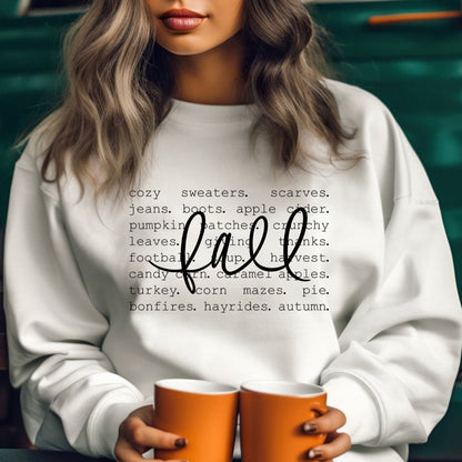 Fall Cozy Sweaters - Fall Words Crewneck Sweatshirt