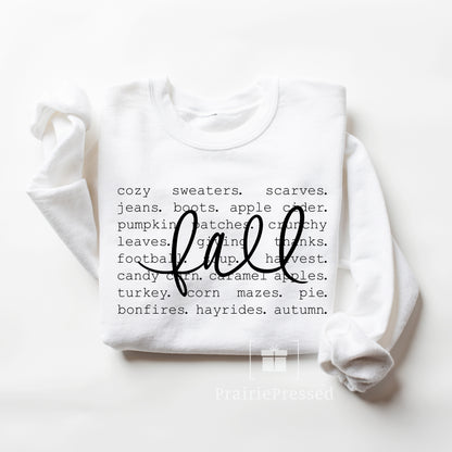 Fall Cozy Sweaters - Fall Words Crewneck Sweatshirt