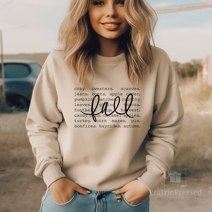 Fall Cozy Sweaters - Fall Words Crewneck Sweatshirt