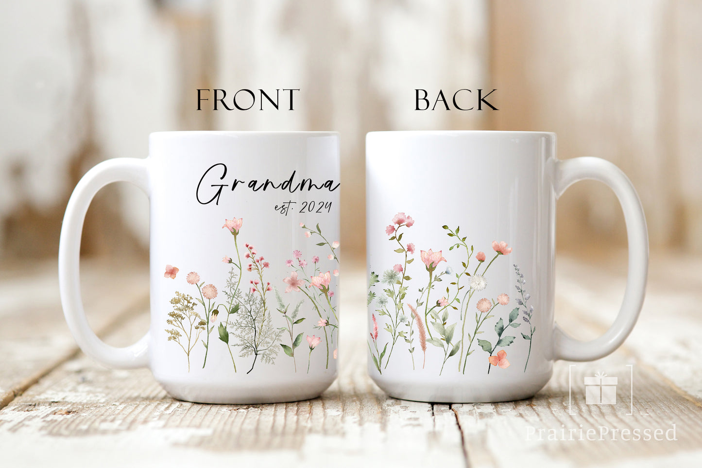Grandma Mug - EST. 2024 Wildflower Ceramic Mug