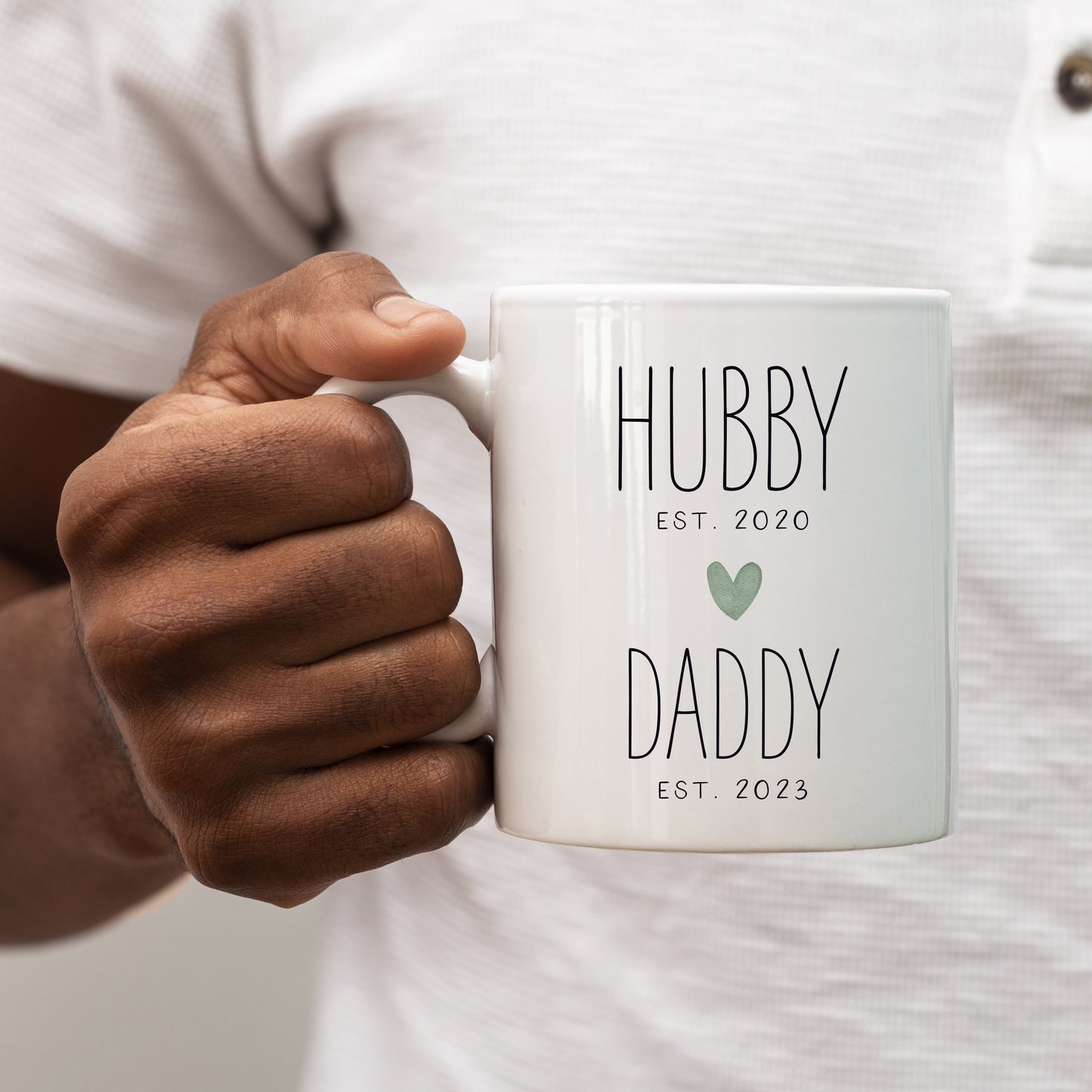 Hubby Daddy Ceramic Custom Mug - add dates. Gift for a new Dad