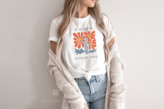 It is Well with My Soul T-Shirt | Christian Hymn Tee | Floral Design | Canada