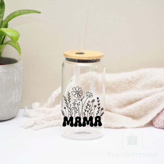 Mama Wildflowers 16oz. Glass Can