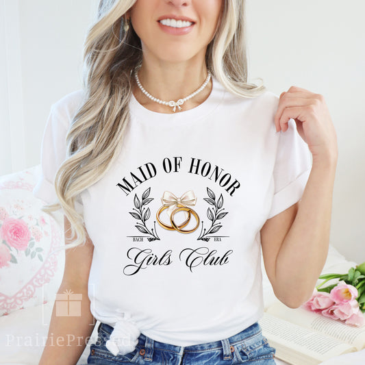 Maid of Honor Girls Club T Shirt