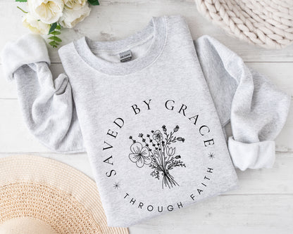 Saved by Grace Through Faith Crewneck Sweatshirt