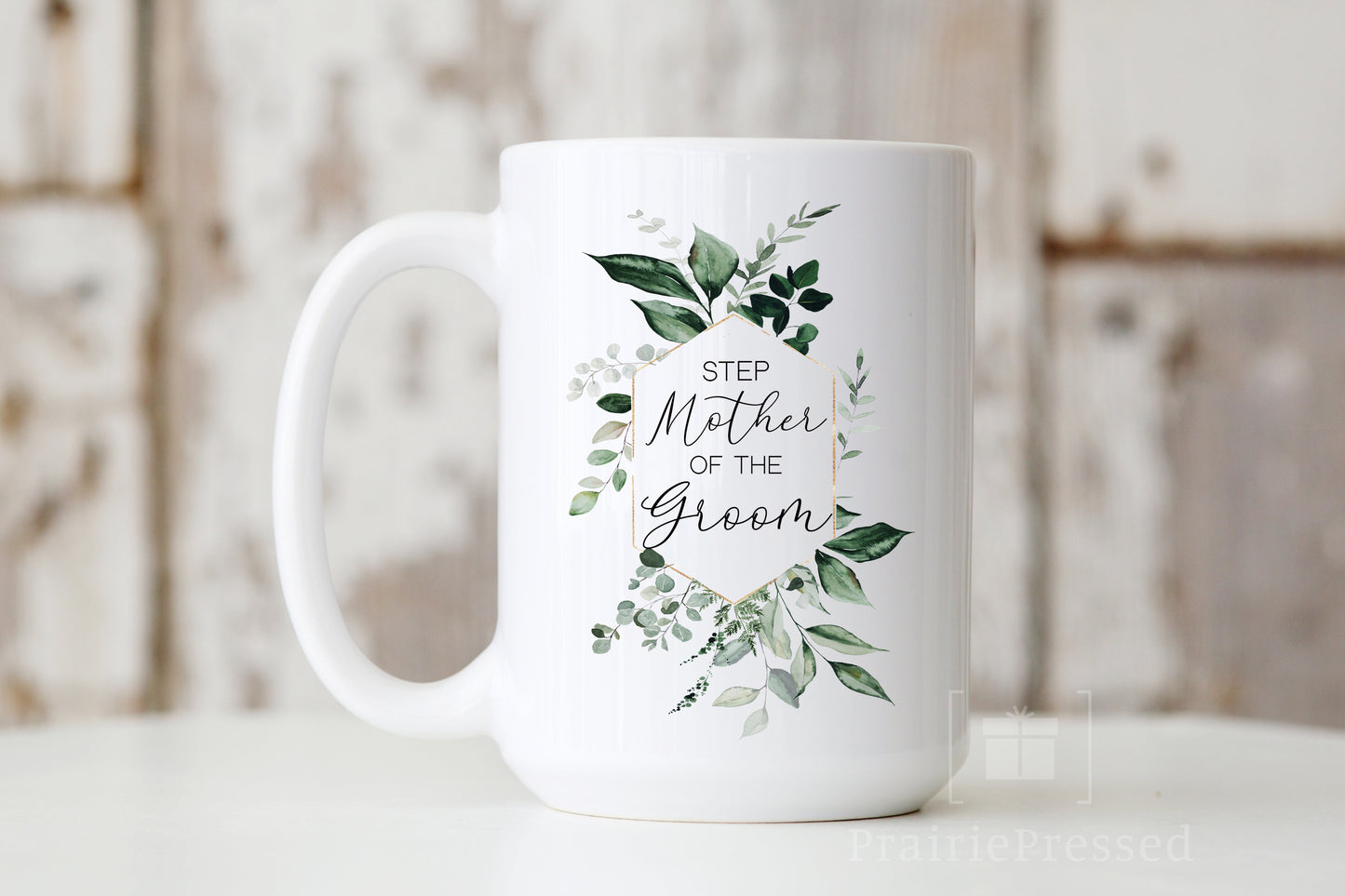 Step Mother of the Bride / Groom Mug - Botanical Greenery Ceramic Coffee Mug