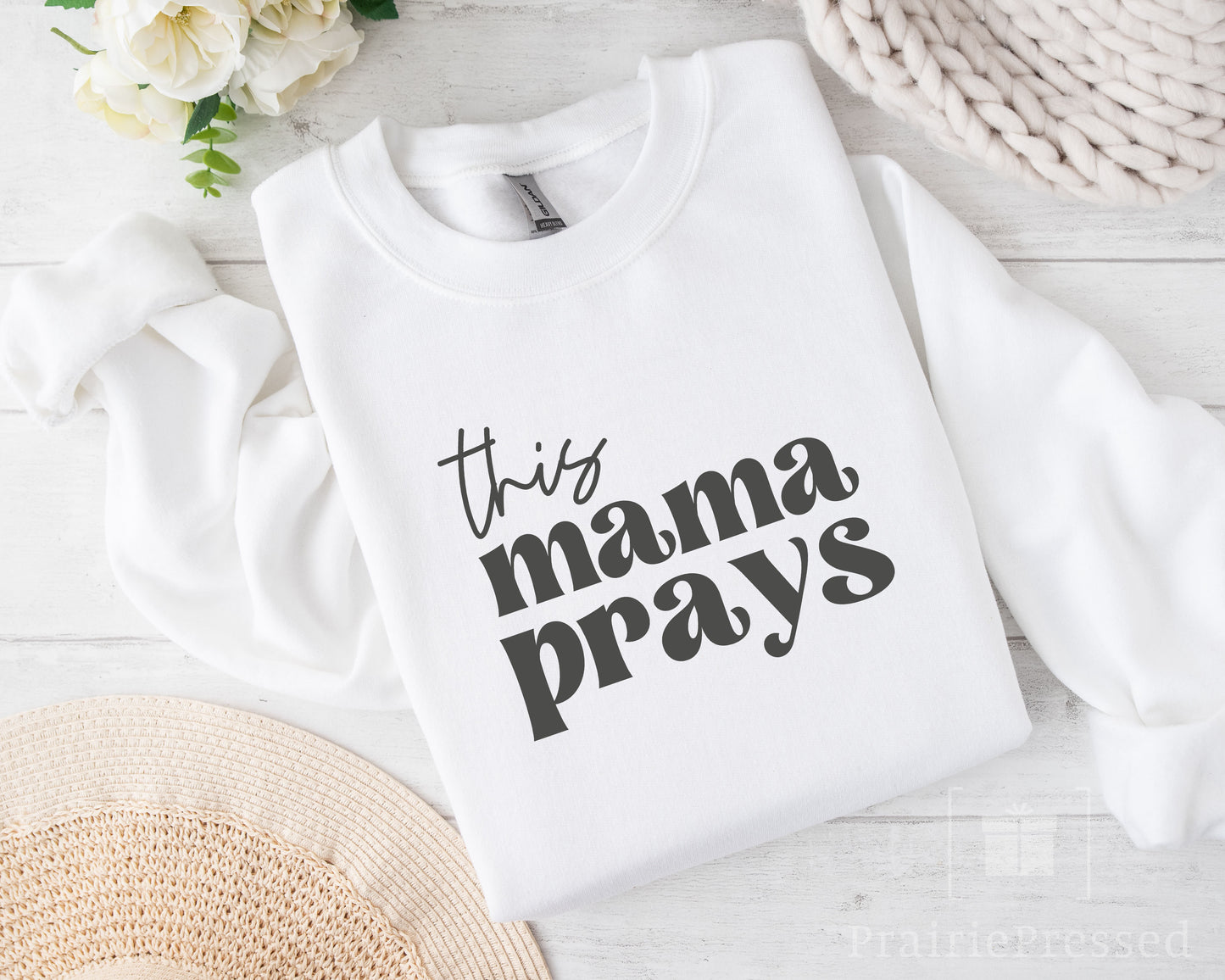 This Mama Prays Crewneck Sweatshirt