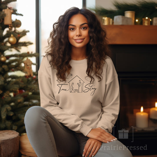 True Story Nativity Christmas Crewneck