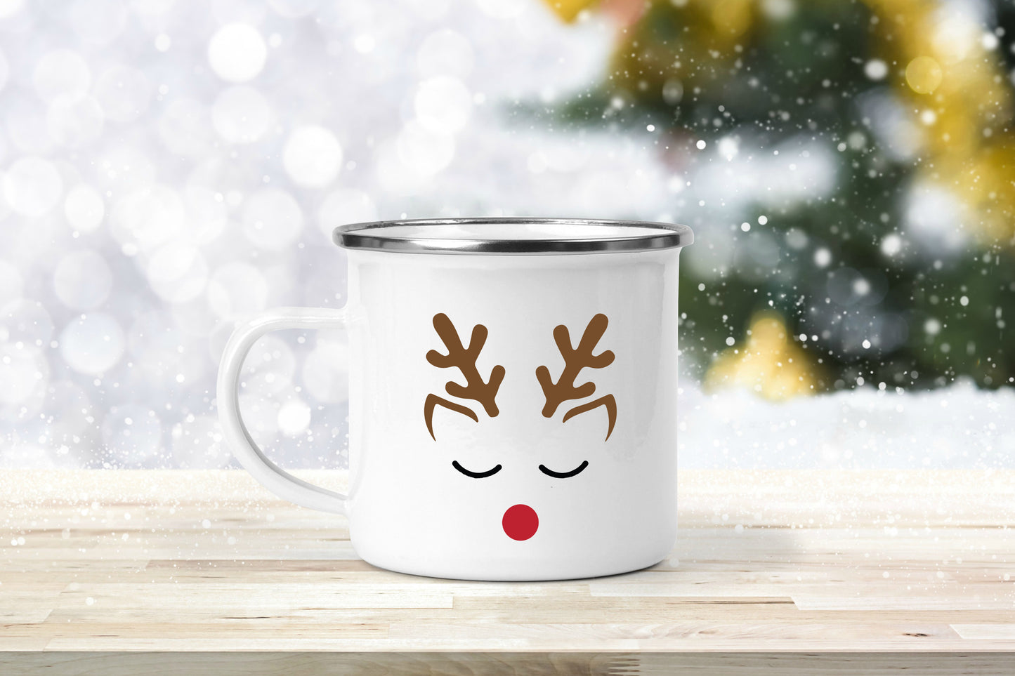 Kids Reindeer Personalized Enamel Mug 12oz