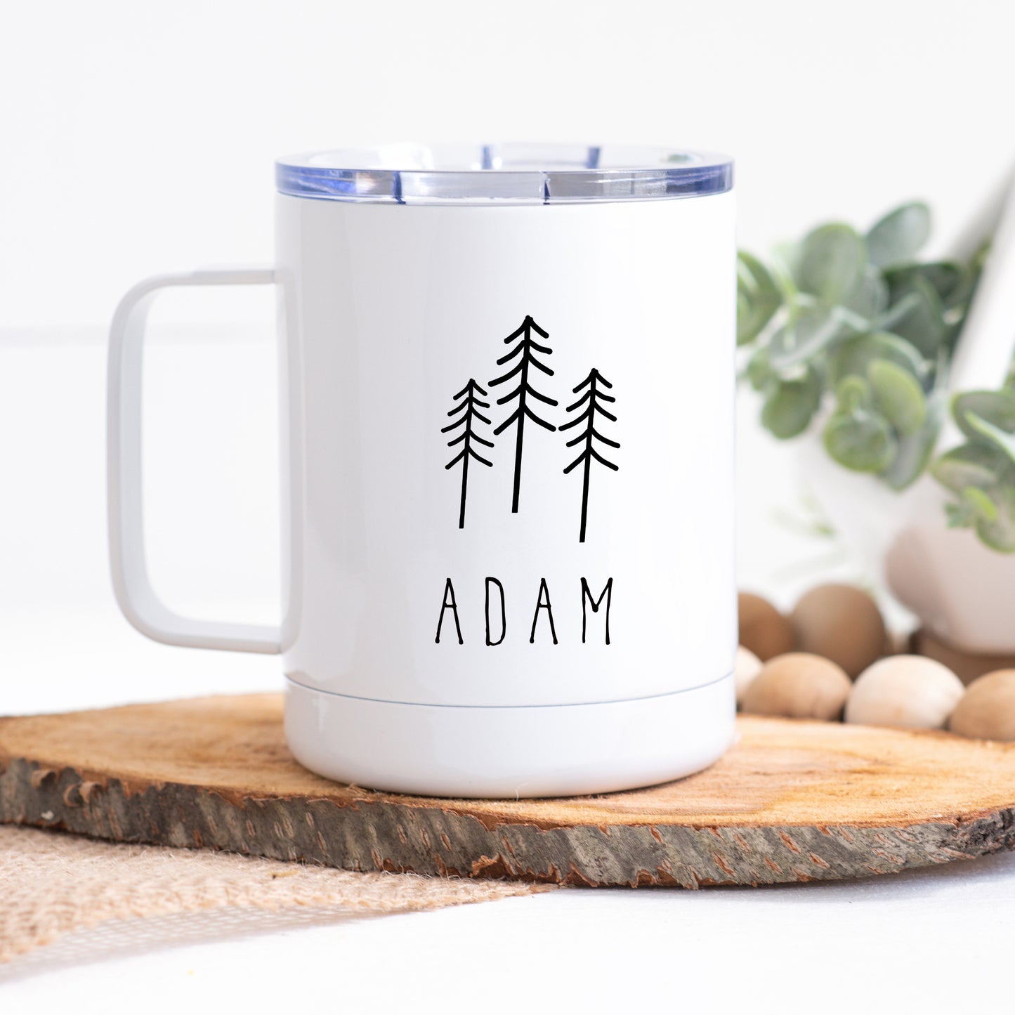 Pine Trees Camp Mug with Lid