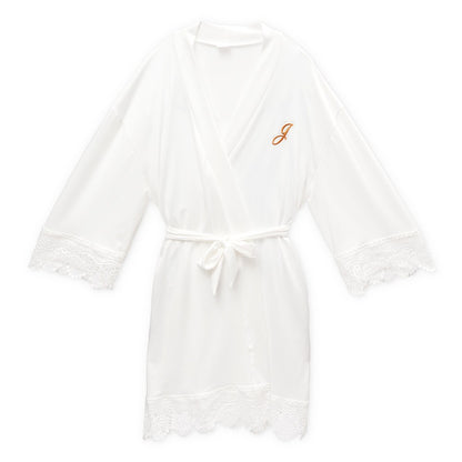 Women's Personalized Jersey Knit Robe With Lace Trim